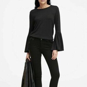 New! Banana Republic Luxespun Bell Sleeve S black blouse top t shirt boho flare